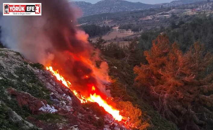 Kuşadası’nda hafriyat döküm alanında yangın çıktı