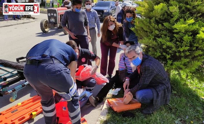 Karşıdan karşıya geçen yaşlı kadına motosiklet çarptı