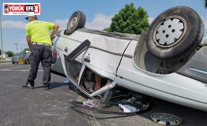 Takla atan otomobilin sürücüsü yaralandı