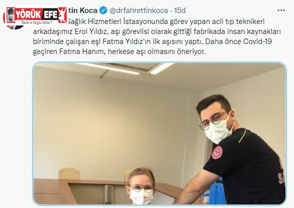 Bakan Koca’dan aşı paylaşımı