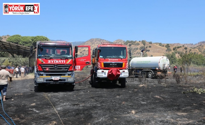 Aydın Büyükşehir Belediyesi İtfaiye ekipleri yangını kısa sürede kontrol altına aldı