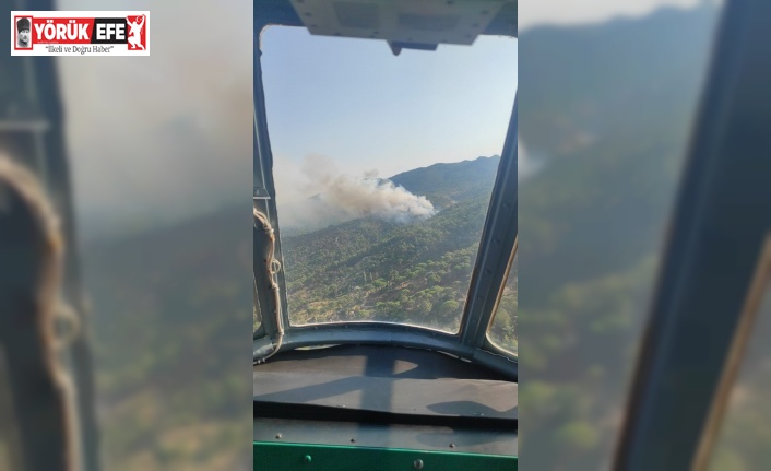 Karpuzlu’daki yangına 4 helikopter ile havadan müdahale sürüyor