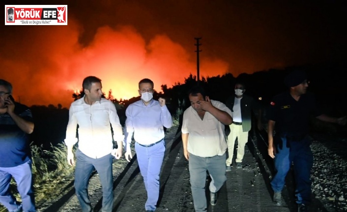 Vali Aksoy, yangın bölgesinde incelemelerde bulundu