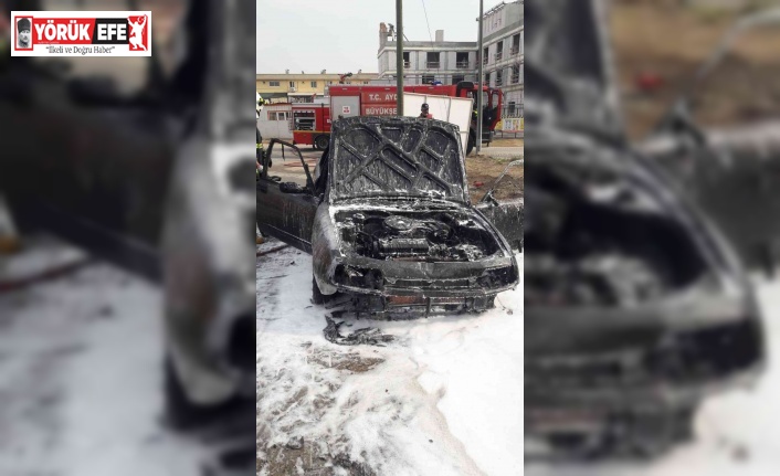 Aydın’da yanan araç kül oldu