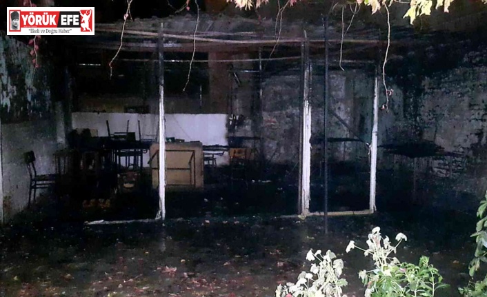 Söke’deki yangında çay ocağının bahçesi yandı