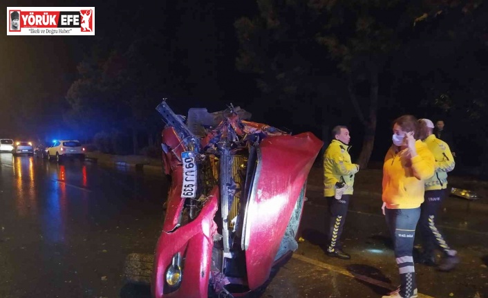 Takla atan aracın sürücüsü kaçtı