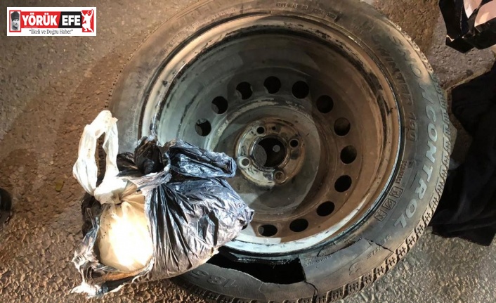 Söke’de otomobil lastiğine zulalanmış uyuşturucu ele geçirildi