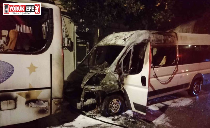 Park halindeki minibüste yangın çıktı
