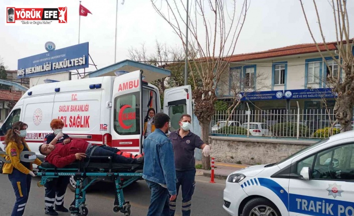 Ani fren yapan motosiklet sürücü yaralandı