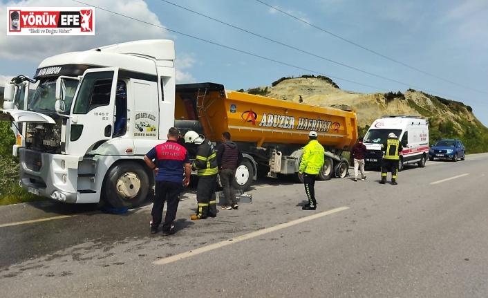 Tırda çıkan yangını, itfaiye ekipleri büyümeden söndürdü