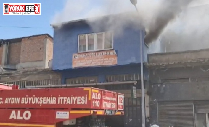 Oto elektrikçideki yangın söndürüldü
