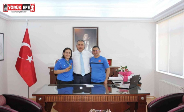 Sökeli milli sporcu Yadigar Talayhan, Kaymakam Güney’le görüştü
