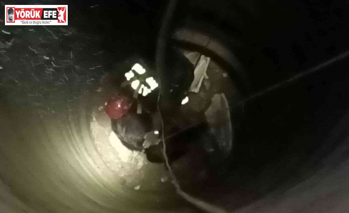 25 metrelik kuyuya düşen yavru keçiyi itfaiye kurtardı