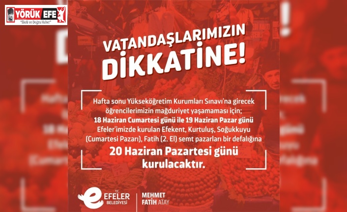 Efeler’den YKS için semt pazarı düzenlemesi
