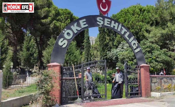 Söke Belediyesi’nden şehitlikte bakım çalışması