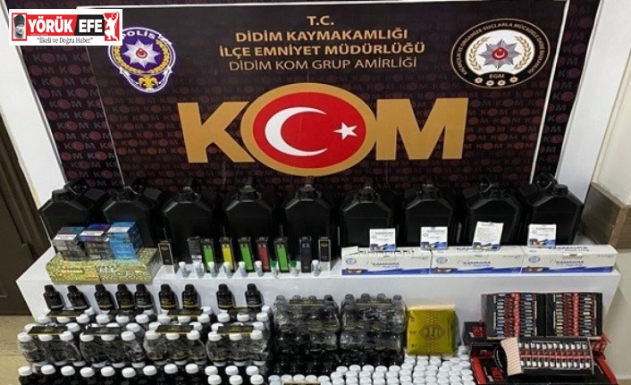 Didim’de kaçak içki ve sigara ele geçirildi