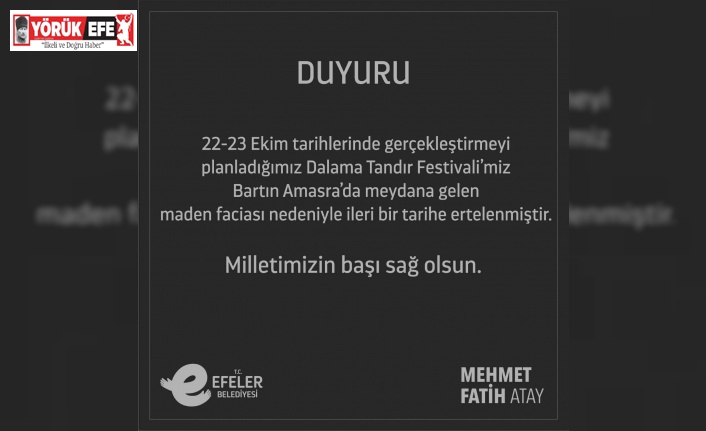 Efeler’de ’Dalama Tandır Festivali’ ertelendi