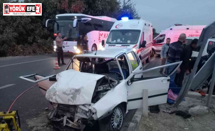 Aydın’da iki otomobil kafa kafaya çarpıştı: 5 yaralı