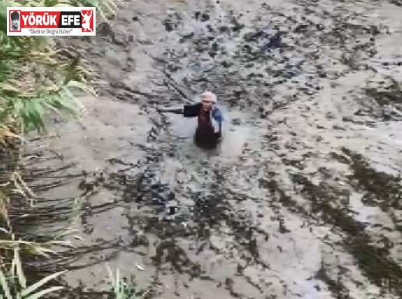 Balık yakalarken, çamura saplandı