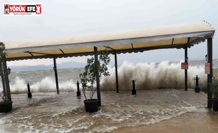 Fırtınanın oluşturduğu dalgalar Köyceğiz gölünü taşırdı