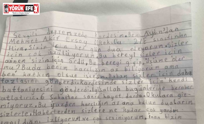 Aydınlı ilkokul öğrencisinden duygulandıran not: "Bu bereyi giyip, üşüme olur mu?"