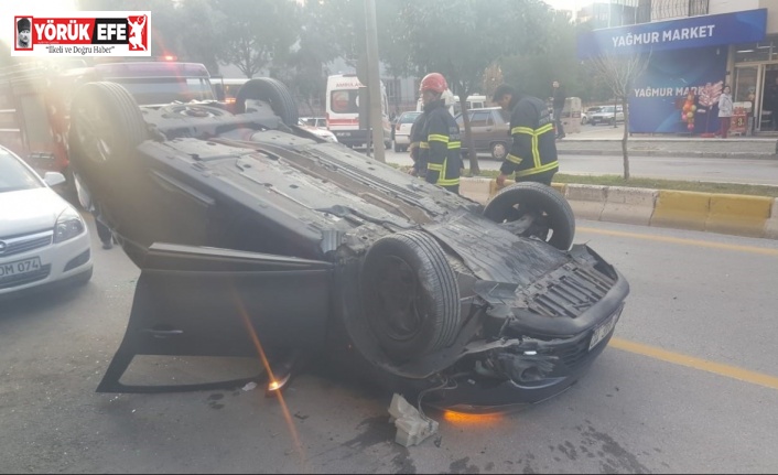 Refüje çarpan araç takla attı: 1 yaralı