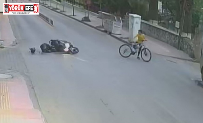 Motosikletli genç, bisikletli çocuğa çarpmamak için kendini feda etti