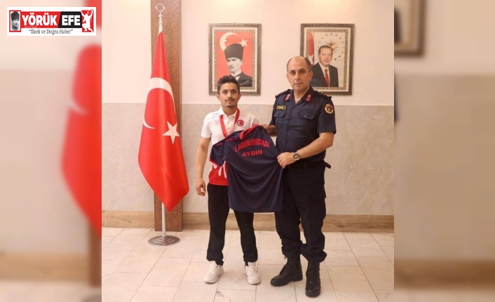 Aydın İl Jandarma Komutanı Demir, dünya ikincisi Sılıv’ı ağırladı