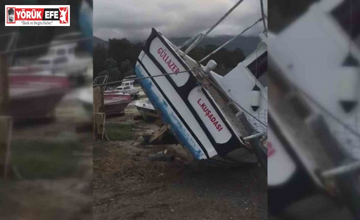 Fırtınaya dayanamayan balıkçı tekneleri kıyıya vurdu
