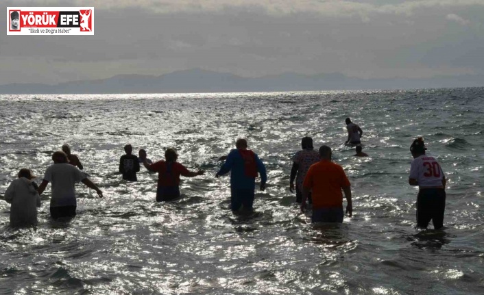 Didim’de sokak hayvanları için denize girdiler