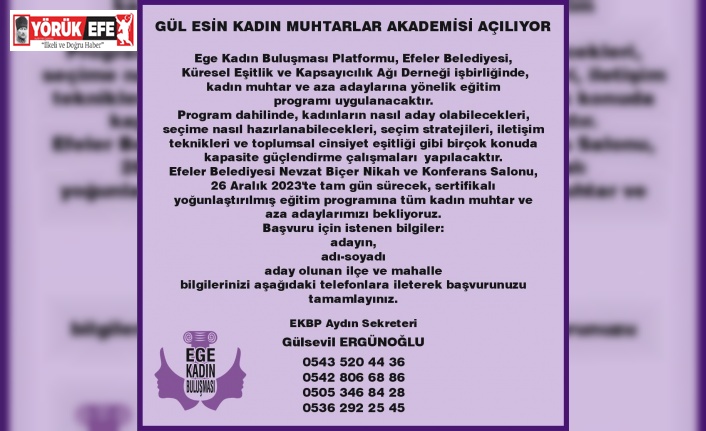 Kadın Muhtarlar Akademisi başlıyor