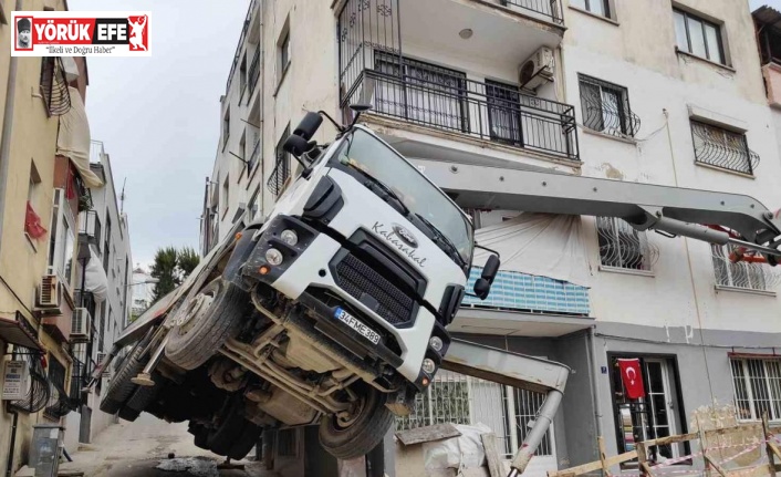 Beton dökme aracı şaha kalktı