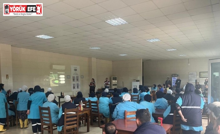 Zeytin fabrikasında çalışan kadınlara ‘En iyi narkotik polisi anne’ eğitimi