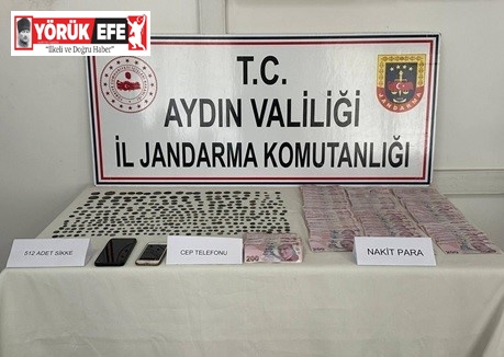 Karacasu’da durdurulan araçta tarihi eser ele geçirildi