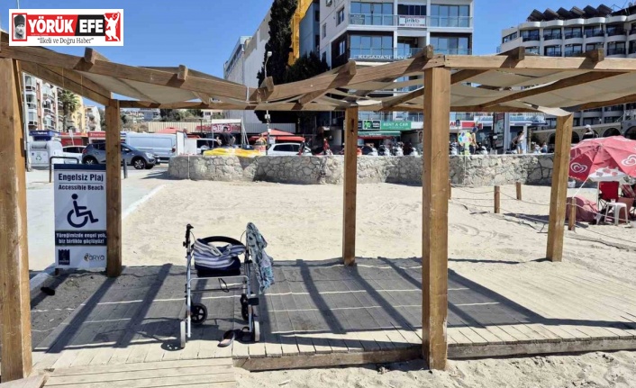 Kuşadası’nda engelli bireyleri güneşten koruyan gölgeliklere zarar verildi