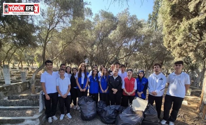 Yenipazar’da gençler şehitlikte temizlik yaptı