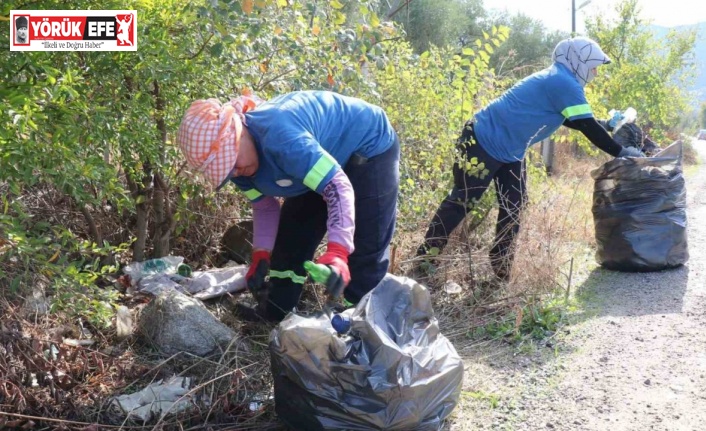 Bozdoğan Belediyesi’nden yol kenarlarında temizlik çalışması