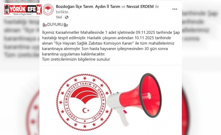 Bozdoğan’da şap hastalığı tespit edildi