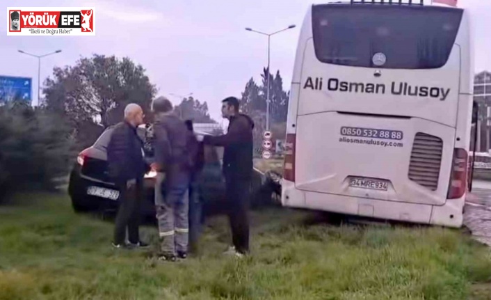 (Firma adı açık verilmiş Ali Osman Ulusoy) Yolcu otobüsü otomobile çarptı: 1 yaralı