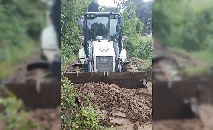 Bozdoğanda yağış nedeniyle heyelan meydana geldi
