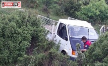 Kamyonet şarampole yuvarlandı