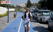 Türkiye’yi dünyaya tanıtmak için başladığı 5 bin kilometrelik ultra maratonda 6’ıncı durağı Kuşadası oldu