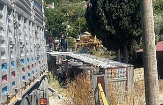 Söke’de devrilen tırın şoförü hayatını kaybetti