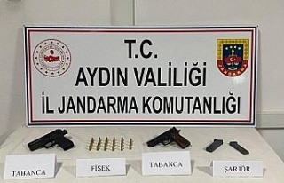 Arka koltuğa saklanan silahlar, jandarmanın dikkatinden...