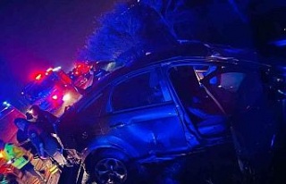 Kontrolden çıkan otomobil bariyerleri aşarak yol...