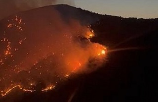 Söke’deki yangını söndürme çalışmaları...