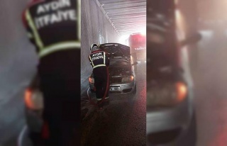 Aydın’da alt geçitte araç yangını