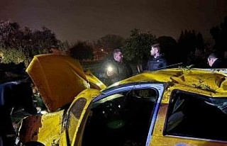 Ticari taksi tarlaya uçtu: 1 yaralı