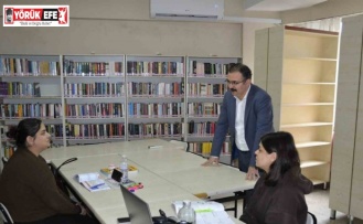 Sultanhisar Kaymakamı Ateş, kütüphanelerde çalışmaları yerinde inceledi
