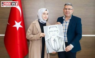 Nişan yüzüklerini takan Başkan Güler’e karakalem portre jesti